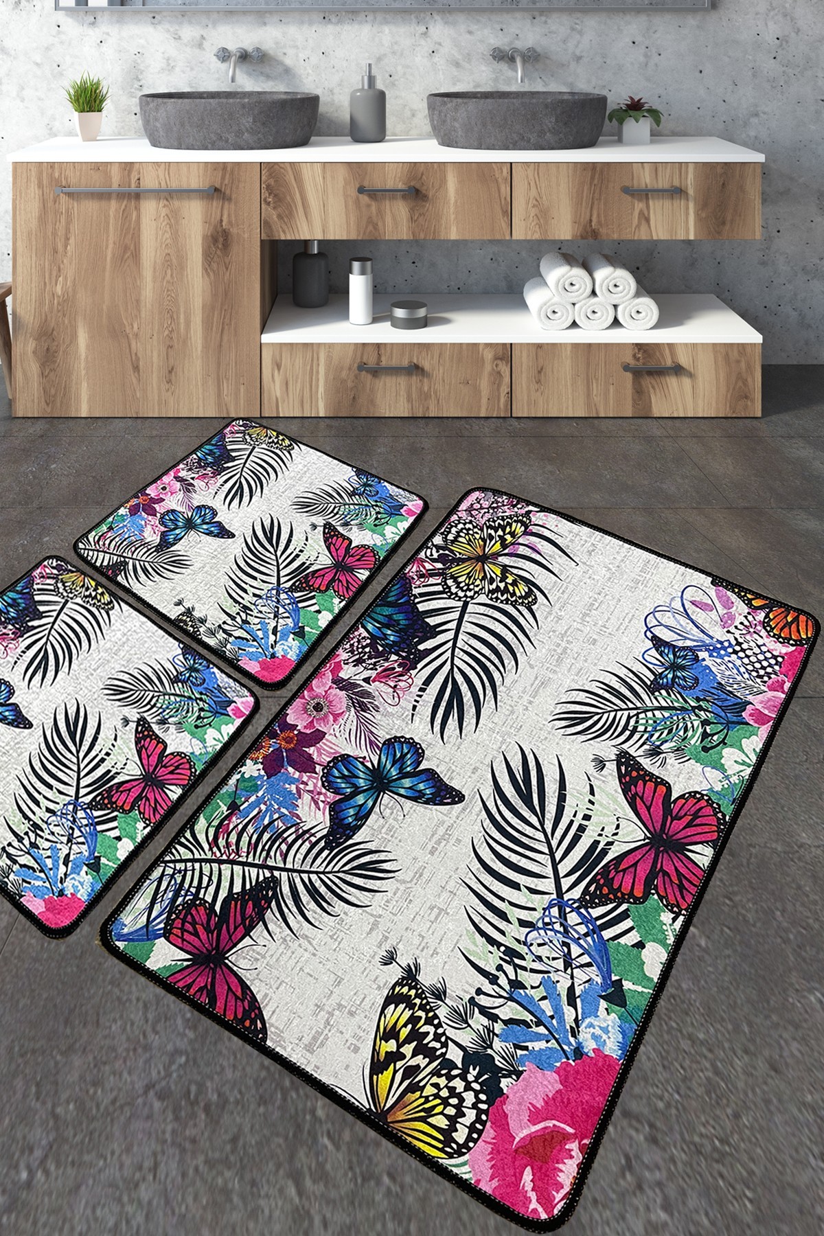 L'essentiel Maison Set od 3 kupaonska tepiha Colorful