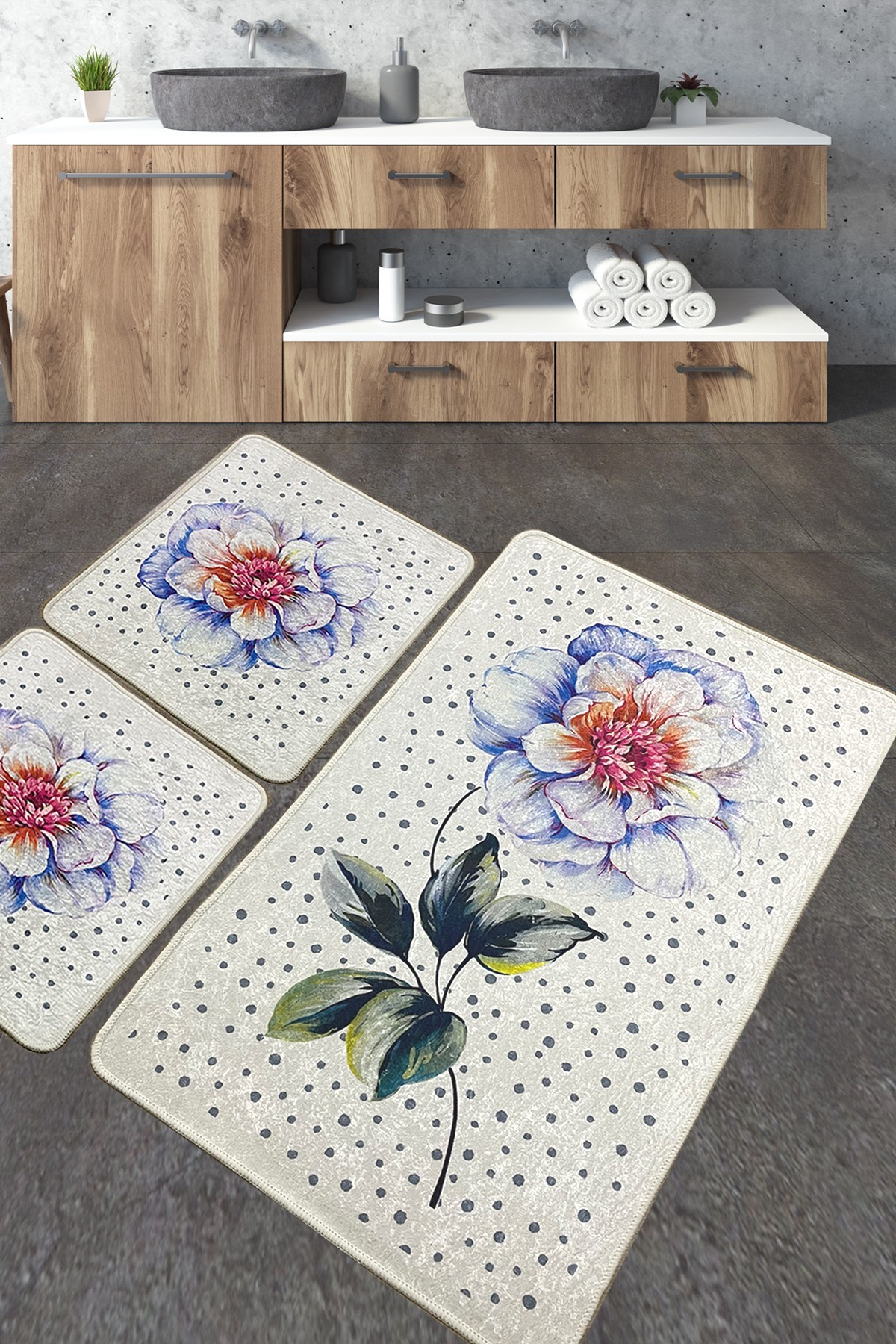 L'essentiel Maison Set od 3 kupaonska tepiha Colorful