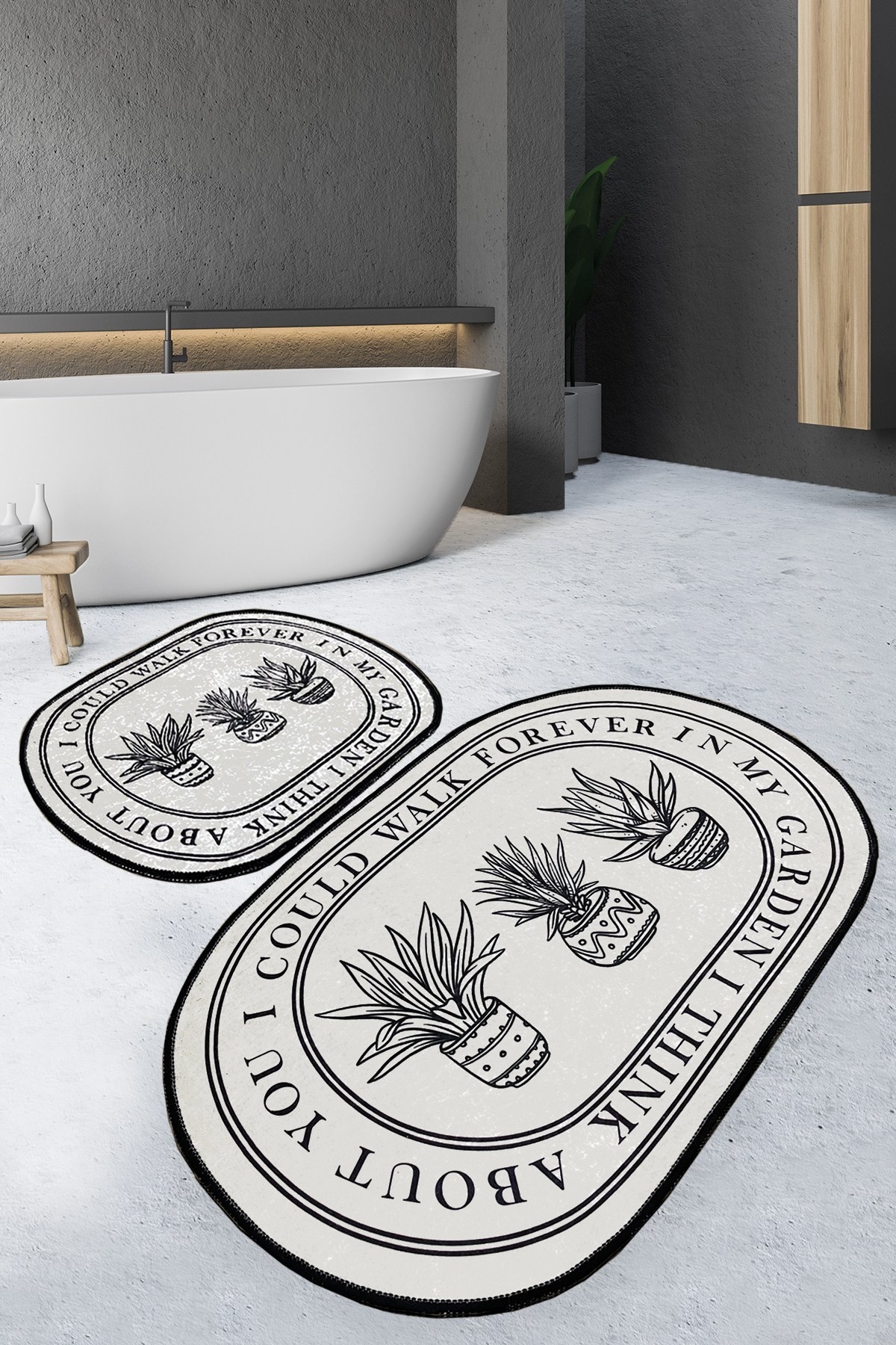 L'essentiel Maison Set od 2 tepiha za kupatilo, krem-crne boje