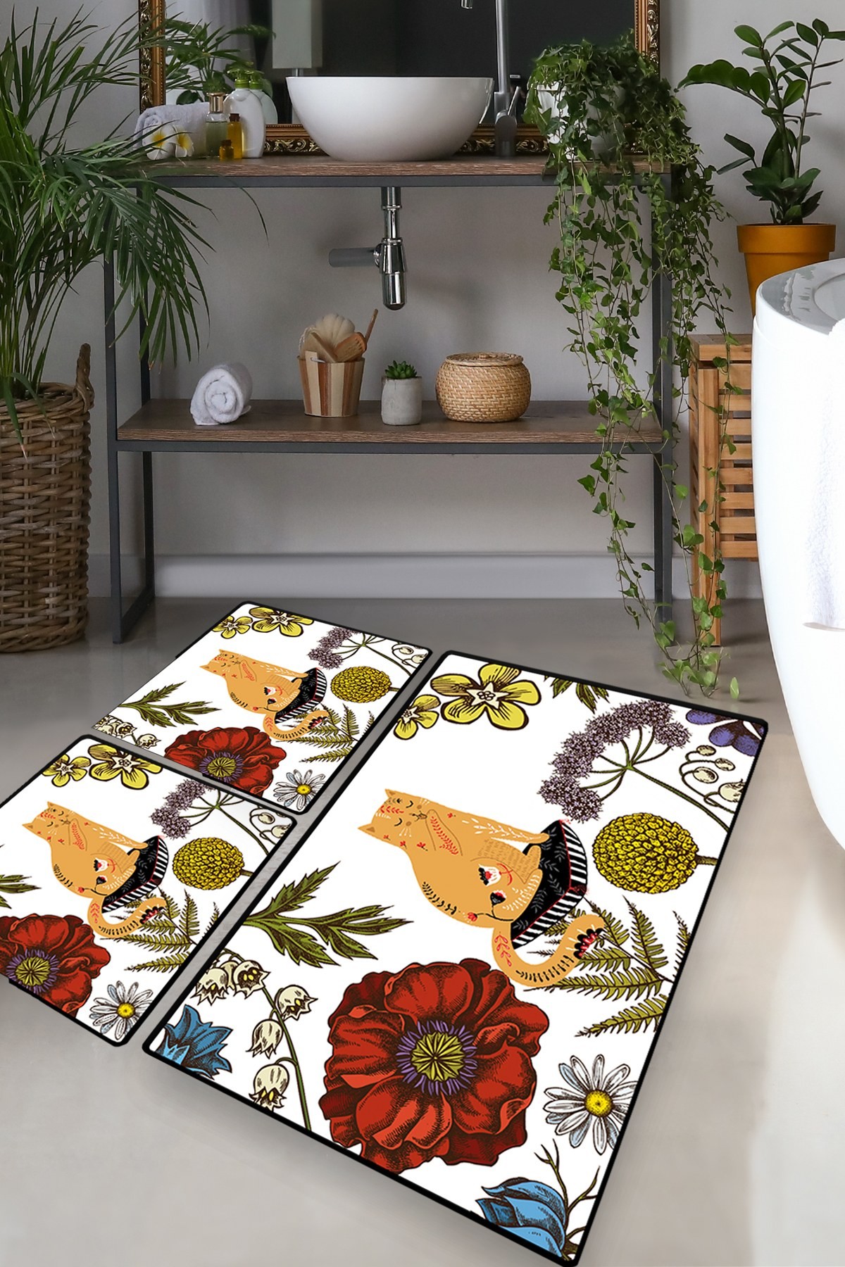 L'essentiel Maison Set od 3 kupaonska tepiha Colorful