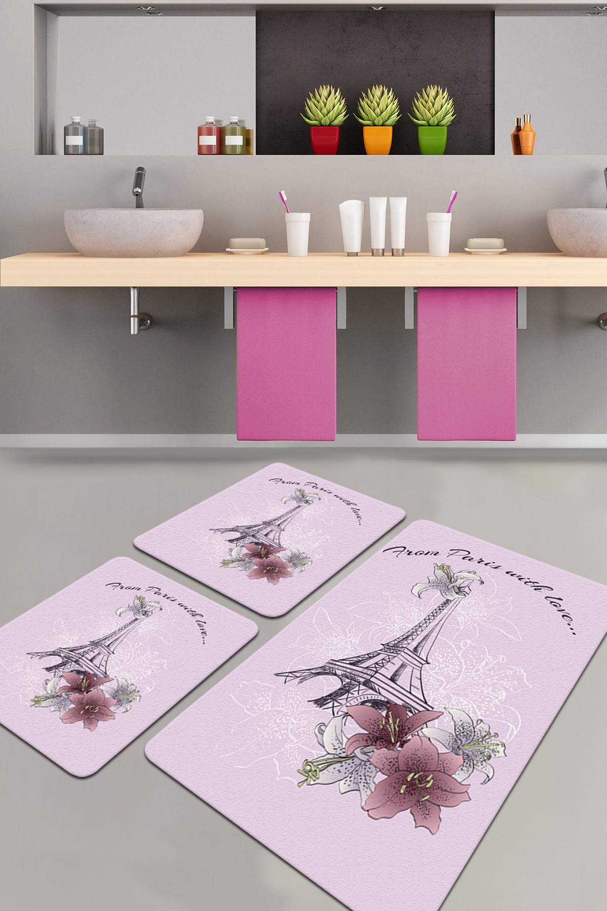 L'essentiel Maison Set od 3 kupaonska tepiha Colorful