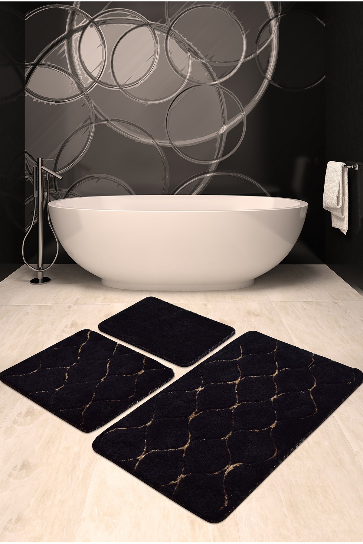 L'essentiel Maison Set od 3 kupaonske prostirke Black-Gold