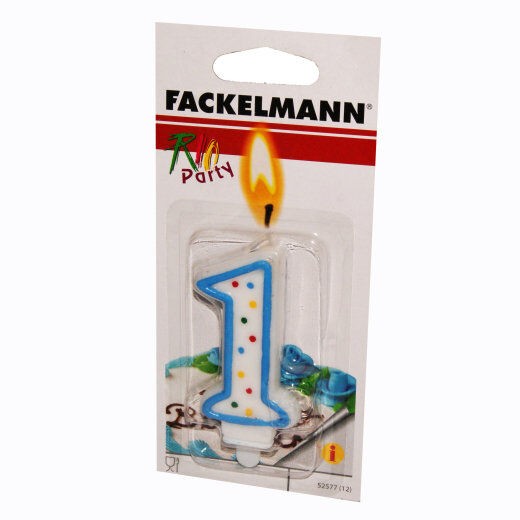 Fackelmann Rođendanska svijećica, Broj 1, Bijelo-plava