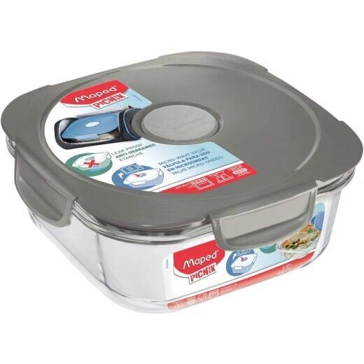 Maped Kutija za užinu, Staklena, 1.2L, Siva