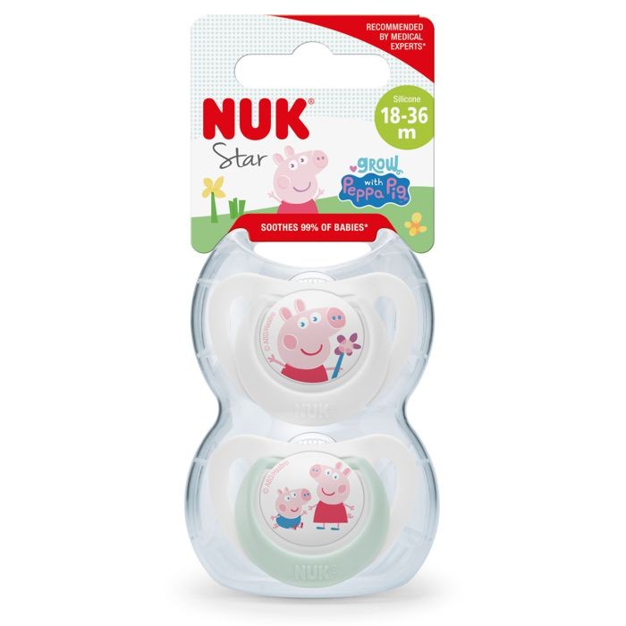NUK Duda Star sa kutijicom 2 komada Peppa Pig - 18-36 mjeseca, Bijela