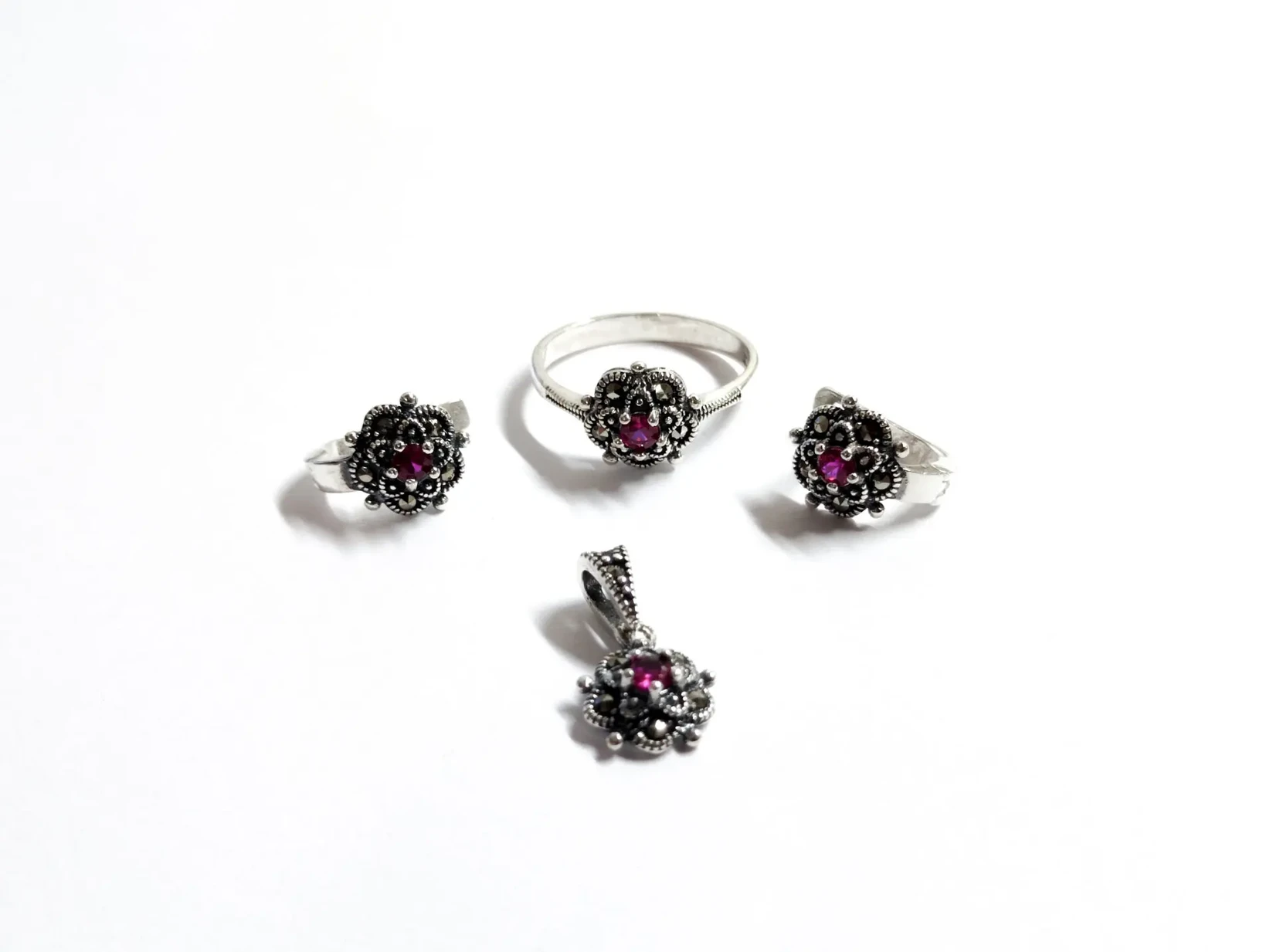 Set srebro 925 markezit, Roza