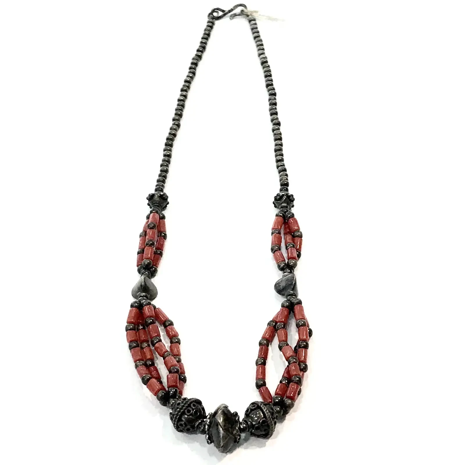 Ogrlica koral sa srebrom ručni rad, Crvena