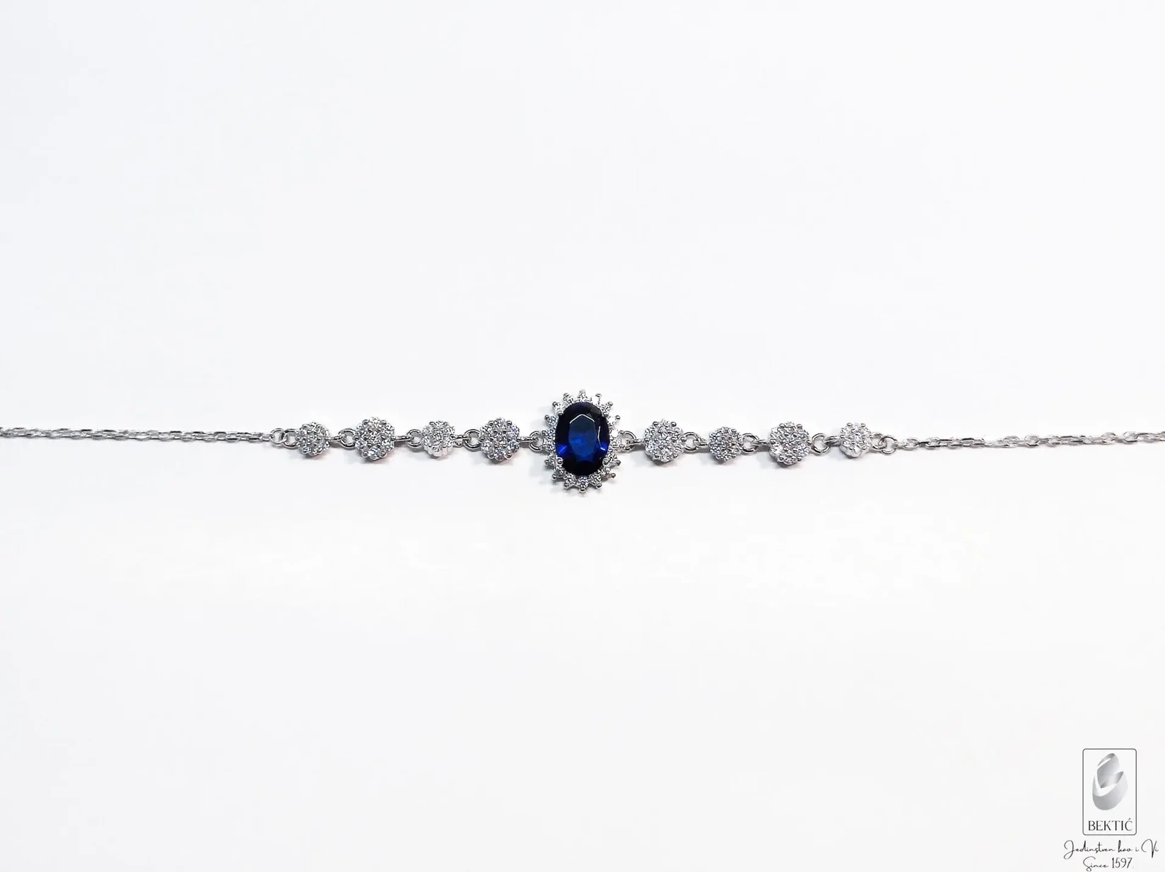 Narukvica srebro 925 sa cirkonima, Plava