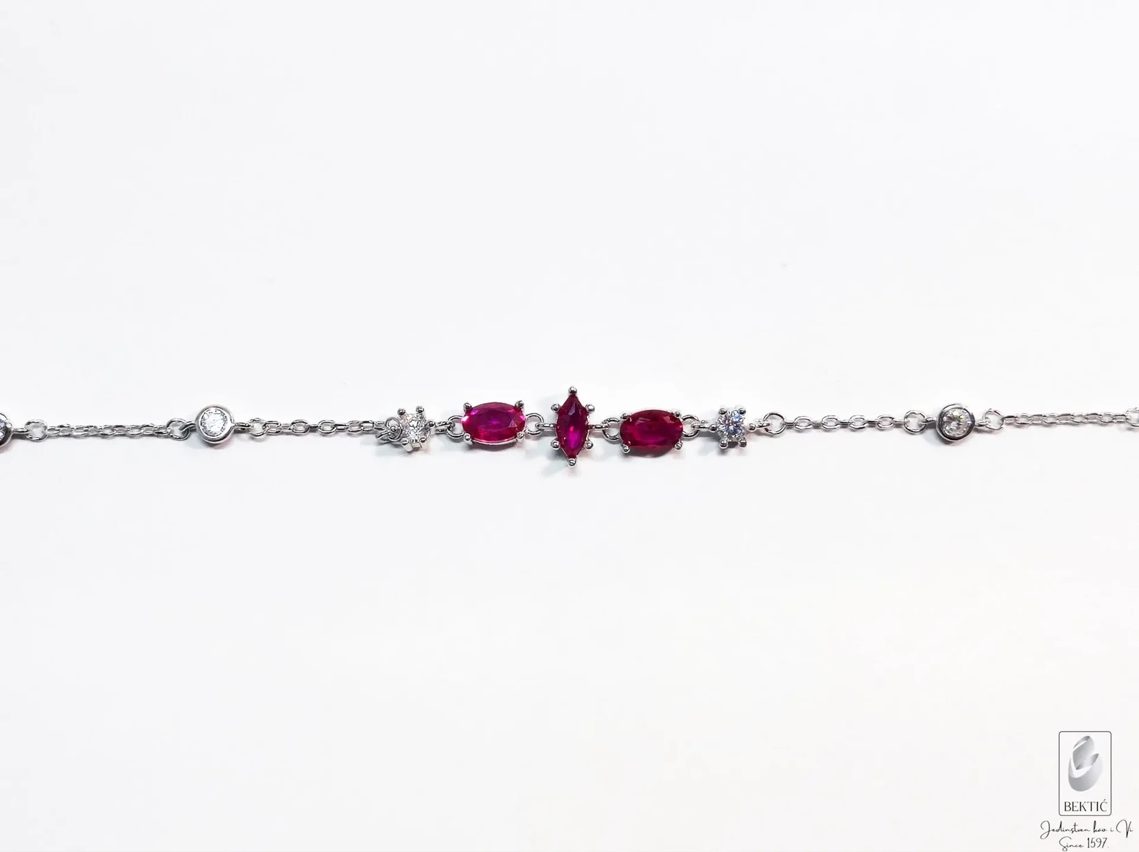 Narukvica srebro 925 sa cirkonima, Roze