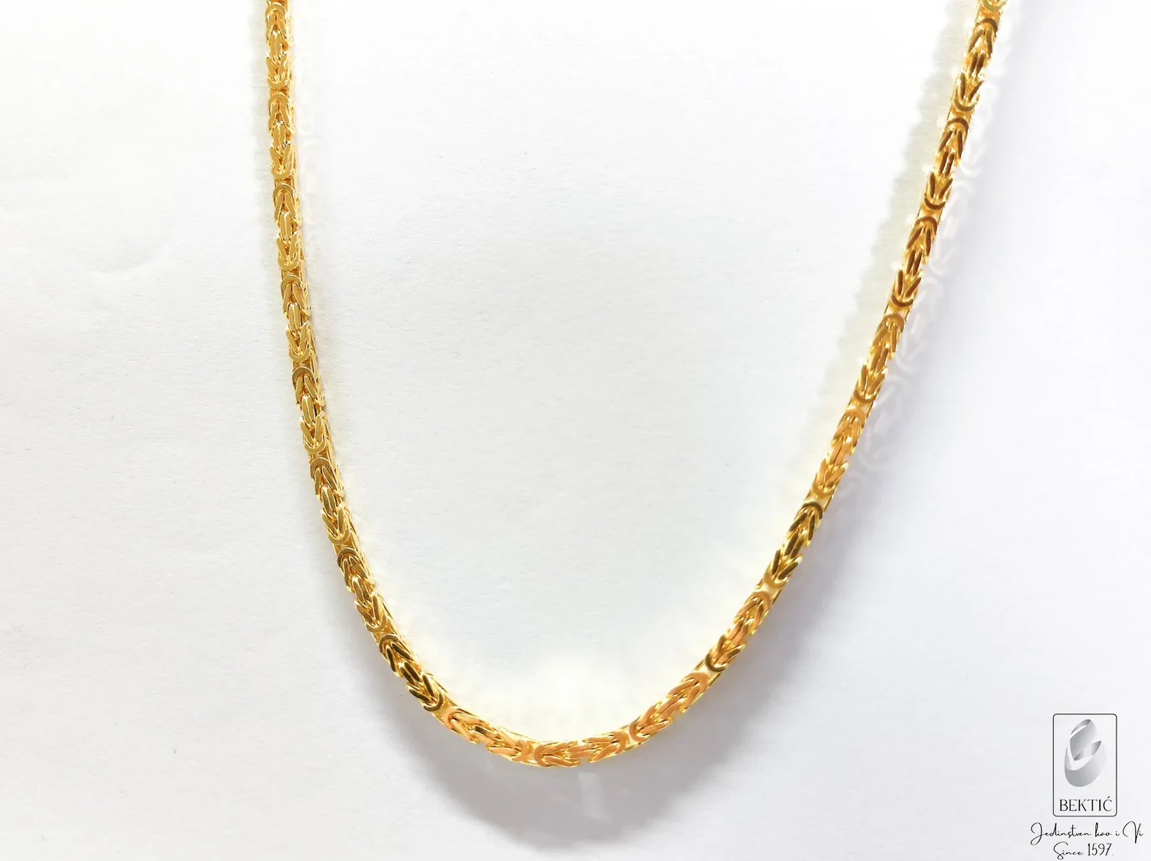 Lanac kraljevski vez/rad 3mm,65cm, Zlatne boje