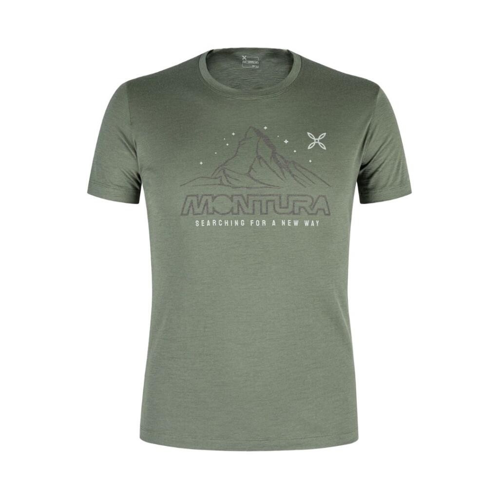Montura Muška Majica za planinarenje Merino, Maslinasta
