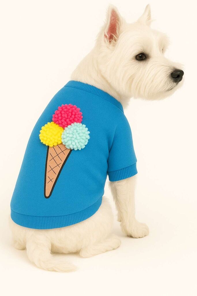 Odijelo za šape i brkove za pse Blueicecreamsweat, plavo