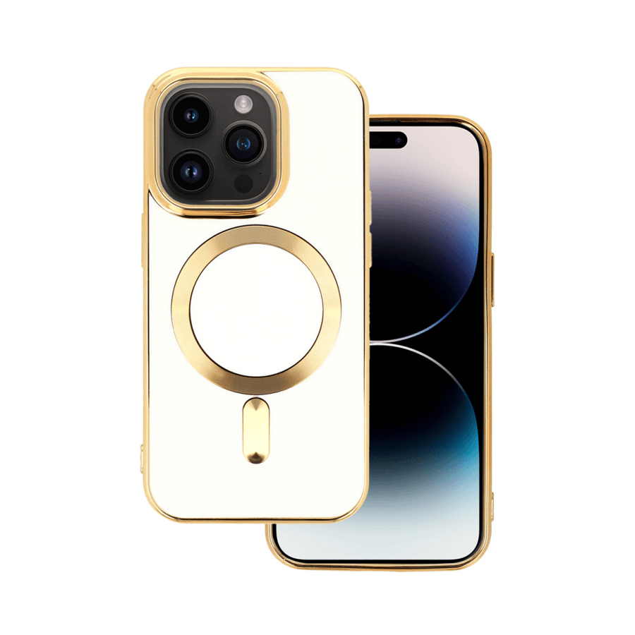 Beauty Magsafe maska za mobilni telefon Iphone 13 Pro Max, Bijelo-zlatna