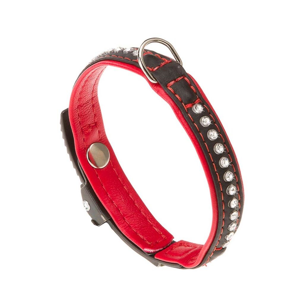Ferplast Ogrlica za pse Lux C12/22, 22 cm x 12 mm, Crno-crvena