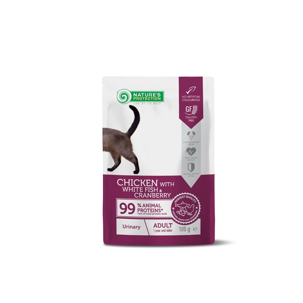 Nature’s Protection Hrana za mačke u umaku Urinary Adult Cat, Bijela riba i Račići, 100 g