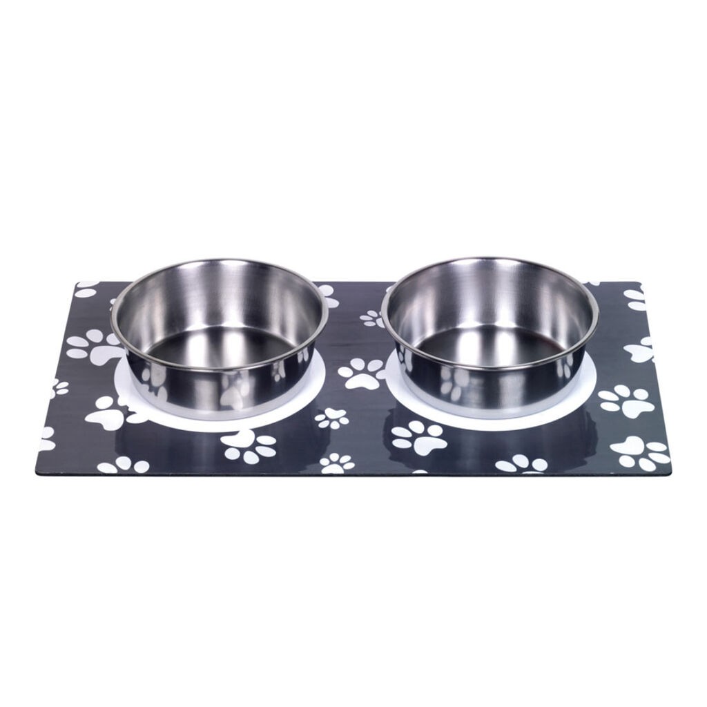 Nobby Magnetna podloga s dvije posude Paws, 920 ml, 16 cm, Crna