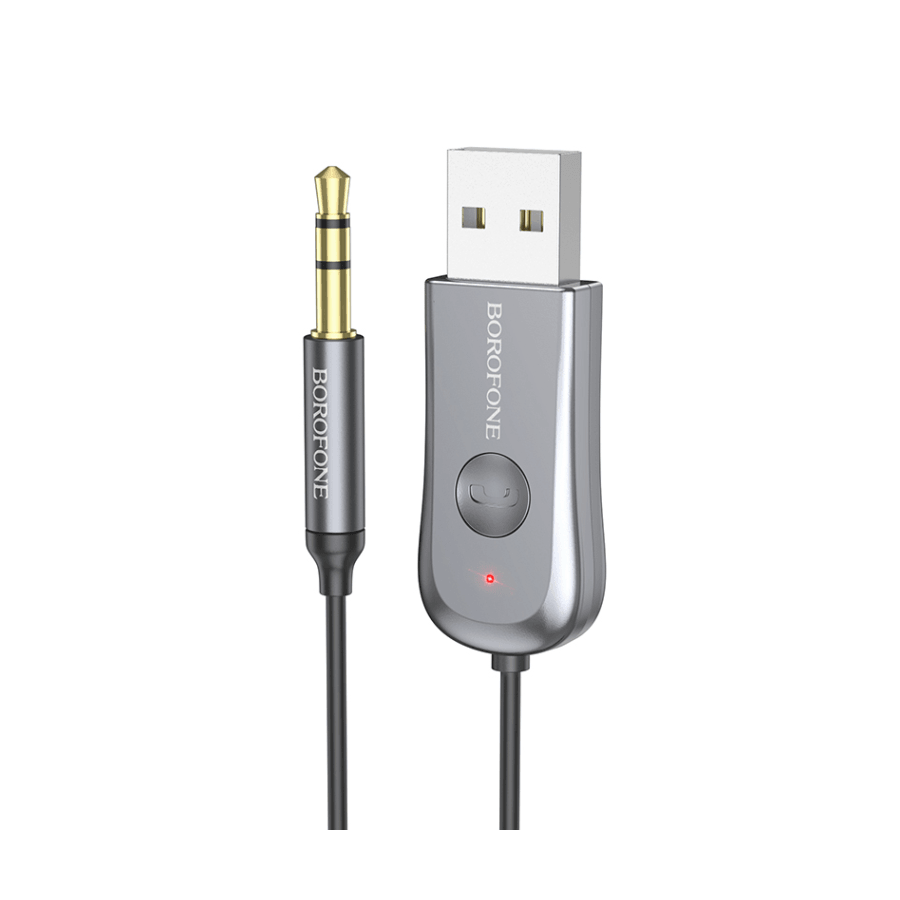 Borofone Bluetooth audio resiver sa kablom BC44, AUX 3.5mm, 1.2m, Sivi