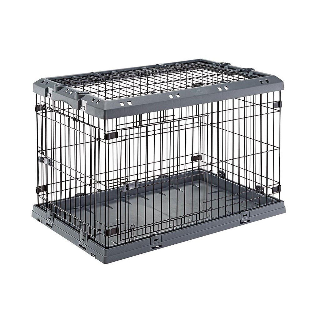 Ferplast Sklopivi žičani kavez za pse sa 3 otvora Superior 90, 92.7x58.1x62.5 cm, Crni