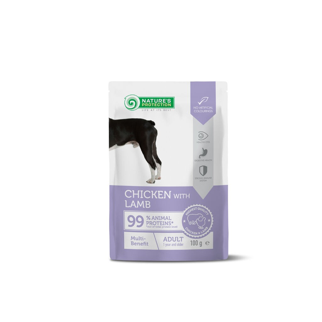 Nature's Protection Hrana za pse u umaku Multi Benefit Dog Adult, Piletina i jagnjetina, 100 g