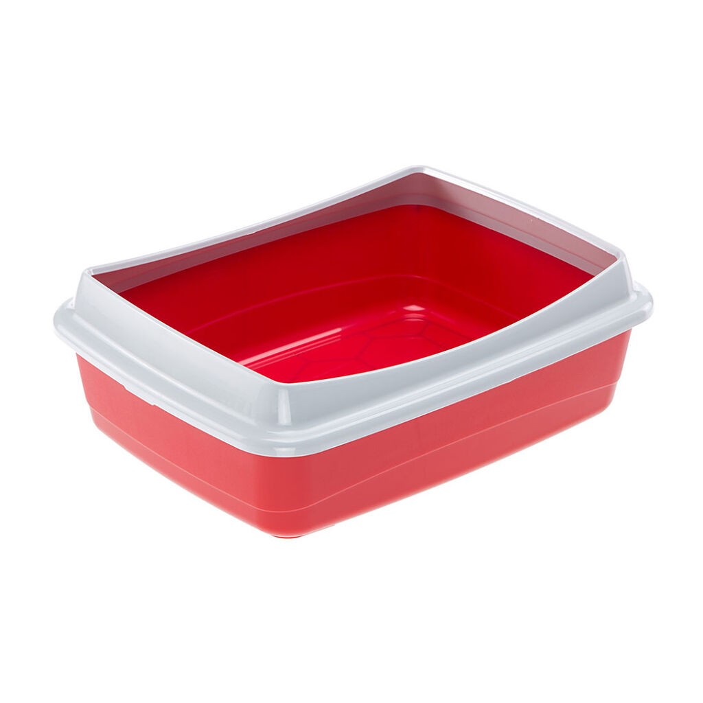 Ferplast Otvoreni toalet za mačke sa okvirom Nip Plus 10, 47x36x15.5 cm, Bordo-bijeli