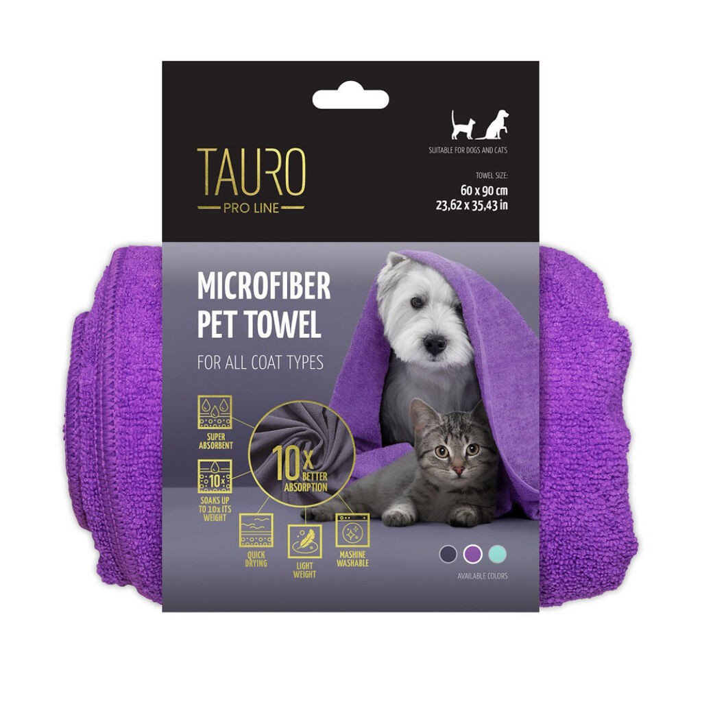Tauro Pro Line Mikrofiber peškir za kućne ljubimce, 60x90 cm, Ljubičasti