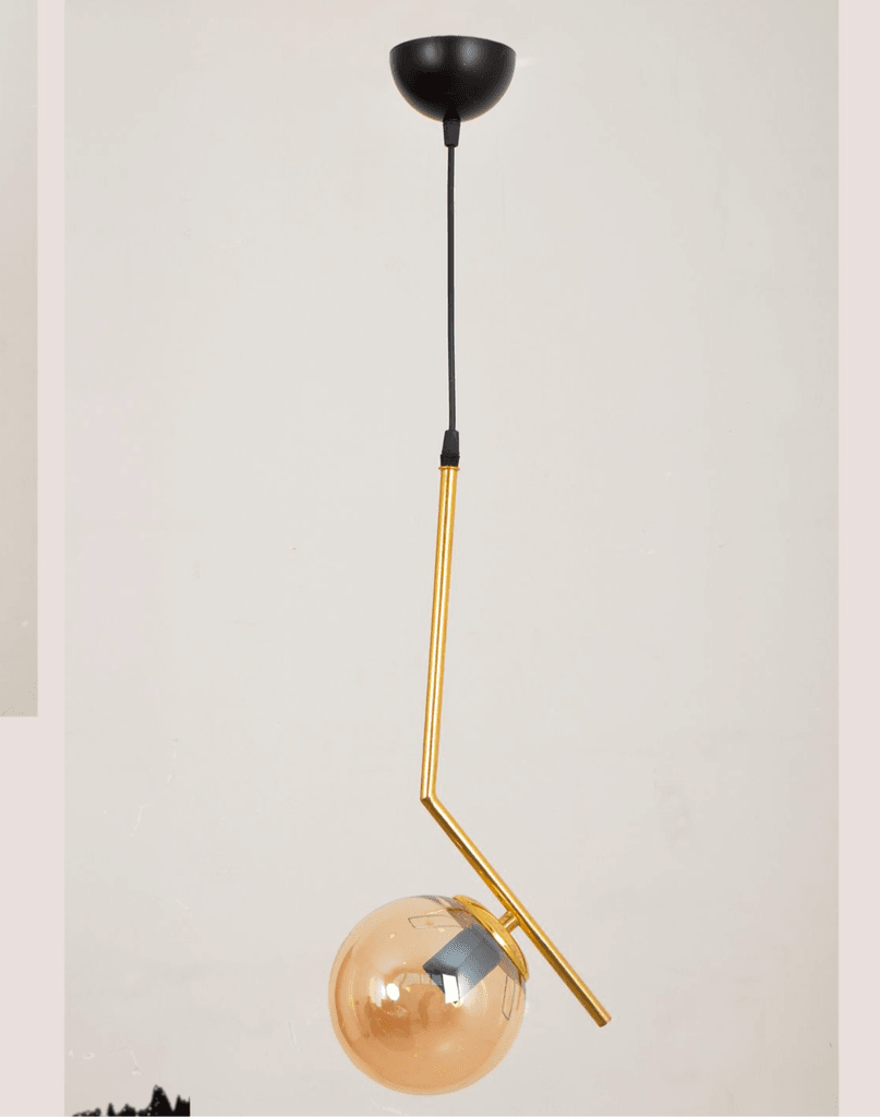 Milleryt Zlatni luster sa jednom staklenim kuglom, krivi