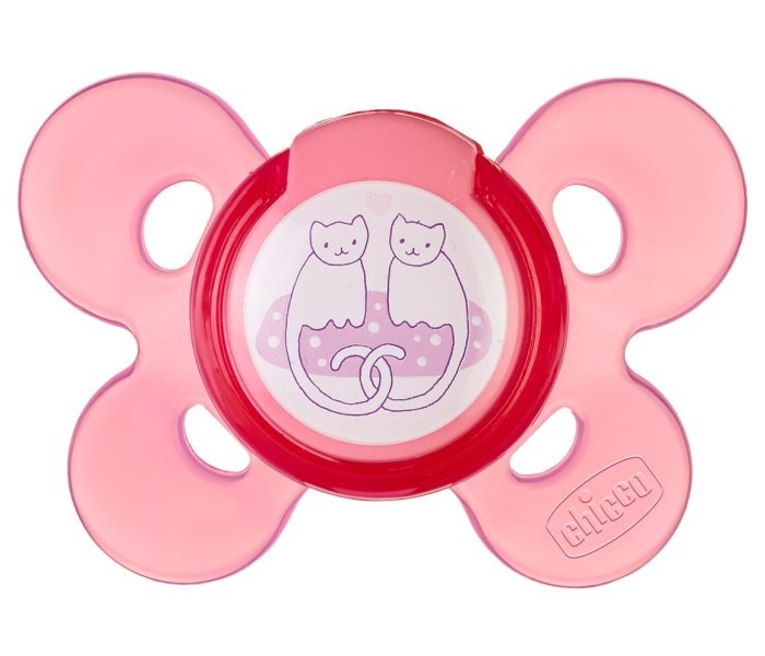 Chicco Varalica physio silikon 6-16m 1/1 0%BPA - ružičasta udobnost, crvena