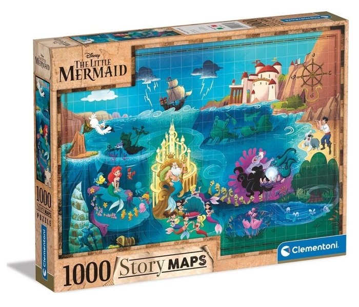 Clementoni Igračka Puzzle 1000 kom., Disney maps little mermaid
