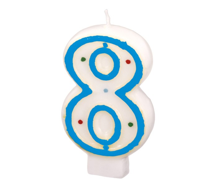 AMSCAN Rođendanska svijeća broj 8 plava i bijela