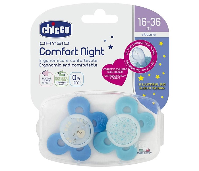 Chicco Varalica physio silikon 16-36m+ 2/1 0%BPA plava udobnost, plava