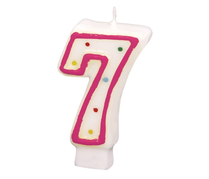 AMSCAN Rođendanska svijeća broj 7 roze-bijela
