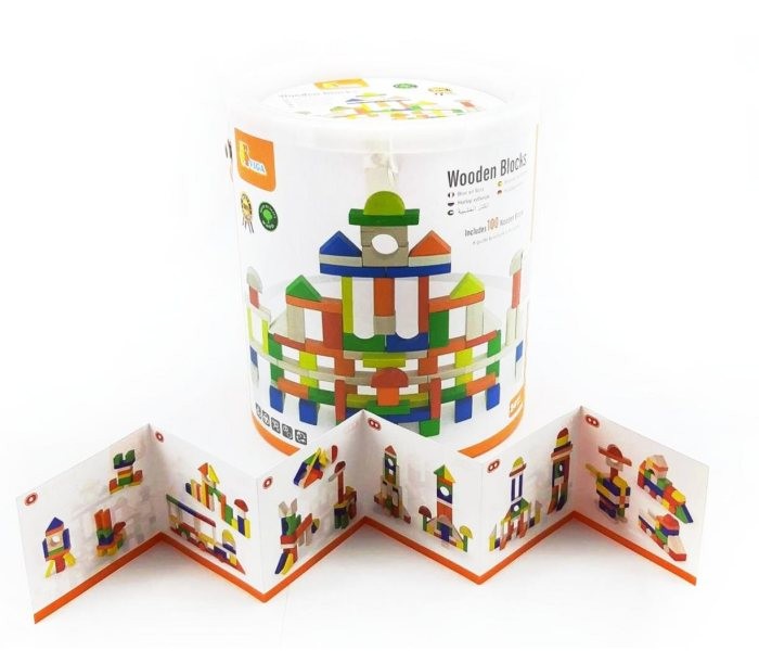 Viga drvoIgračka Master drvene kocke 100 kom.,Šarena