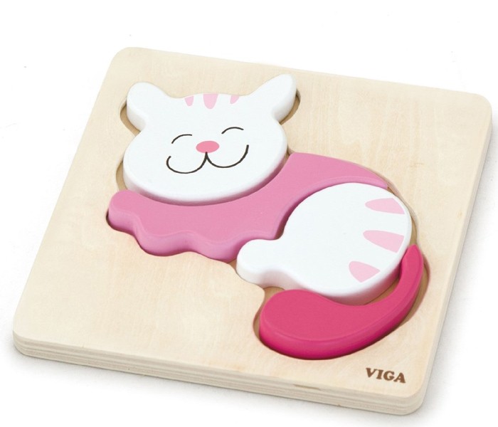 Viga drvoIgračka Master drvene puzle, mačka,Šarena