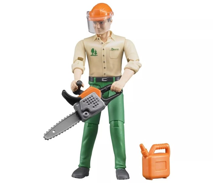 Igračka figura šumara sa motornom šegom Bruder