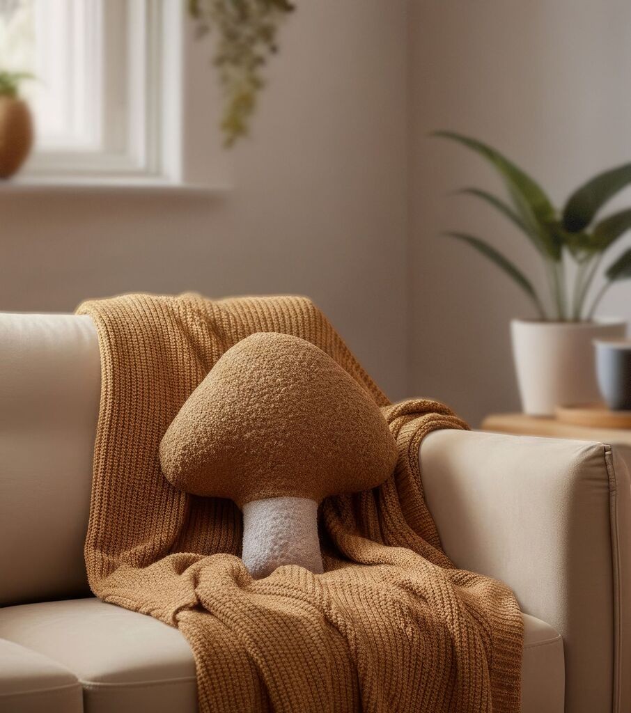 Aberto Design Dekorativni jastuk Velika gljiva, 38x35 cm, Smeđa