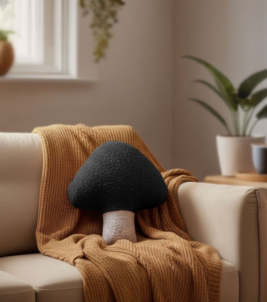 Aberto Design Dekorativni jastuk Gljiva, 38x35 cm, Crni