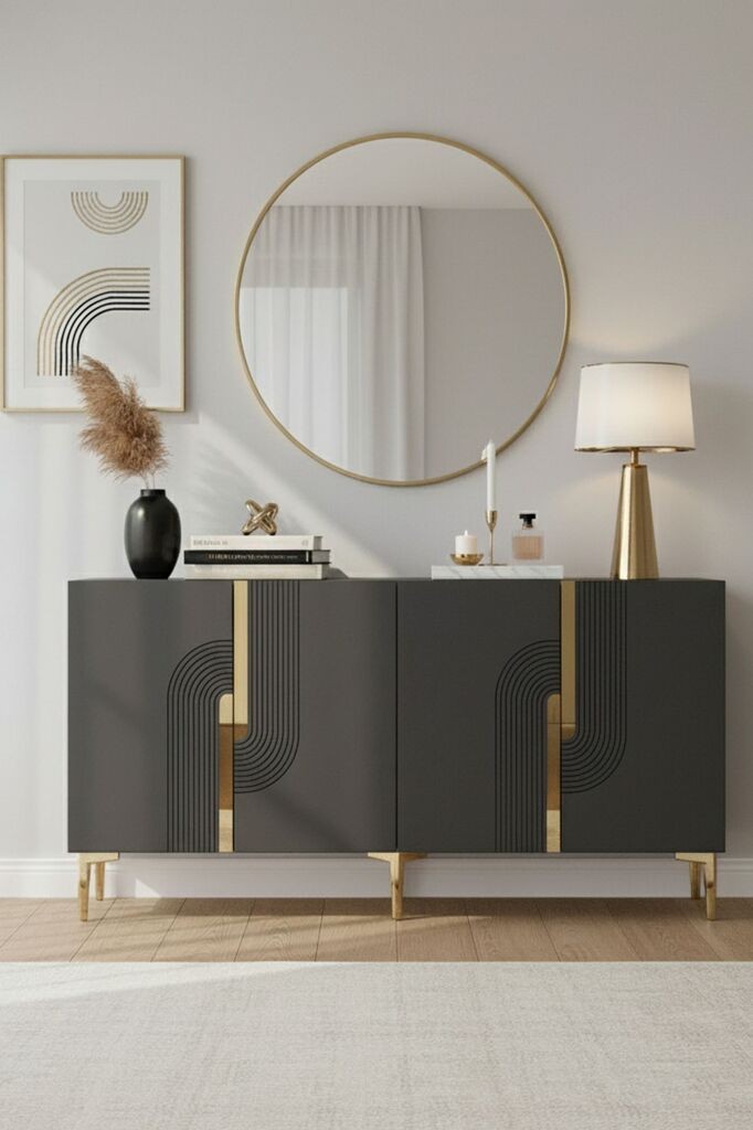 Hanah Home Komoda Meyra 150, antracit-zlatna