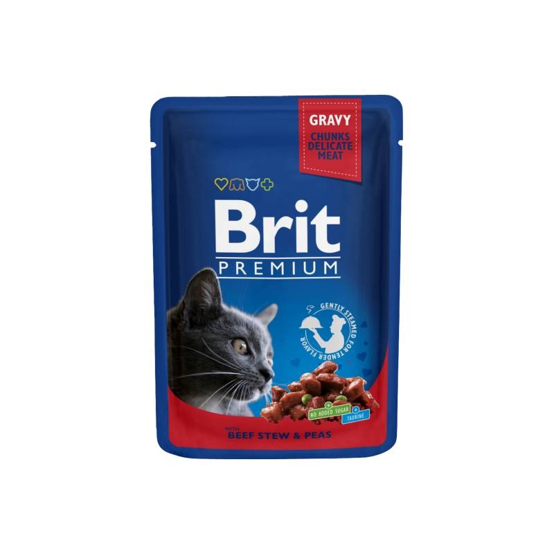 BRIT Vrećica za mačke s okusom govedine i graška