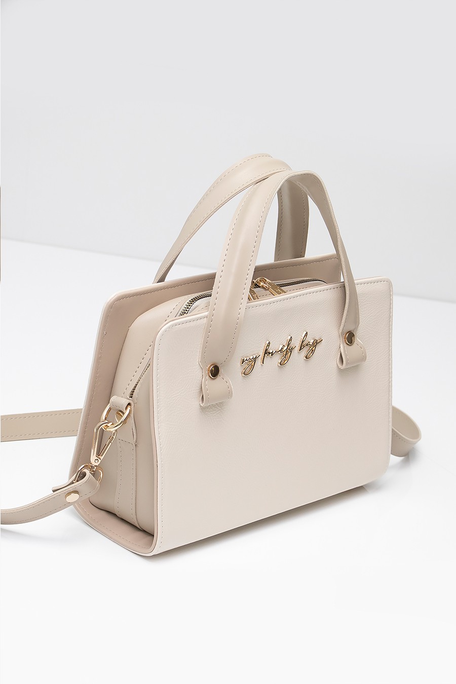 Lovely Bag  AMBER - svijetlo bež torba - Zlatni metal