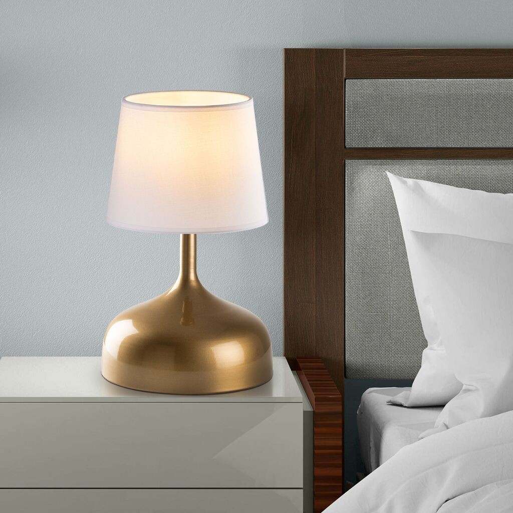 Opviq Stona lampa Bulbous-15457, Zlatno-bijela