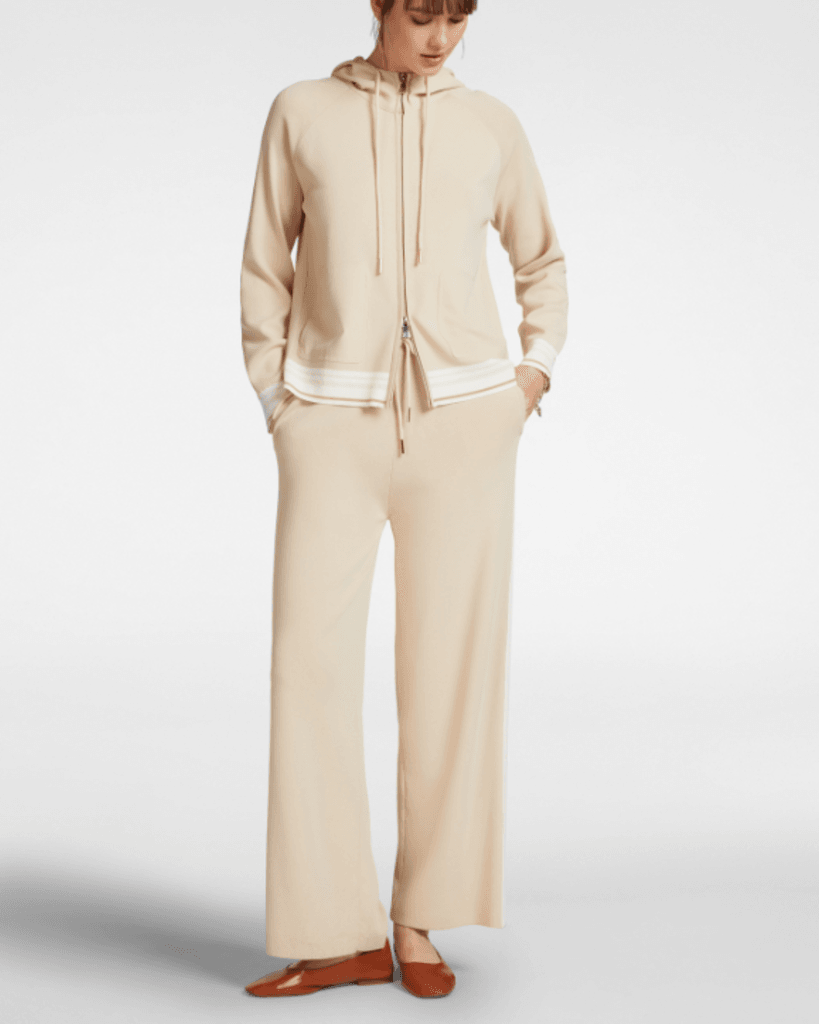 Elena Miro Ženske pantalone sa prugastim rubovima, Bež