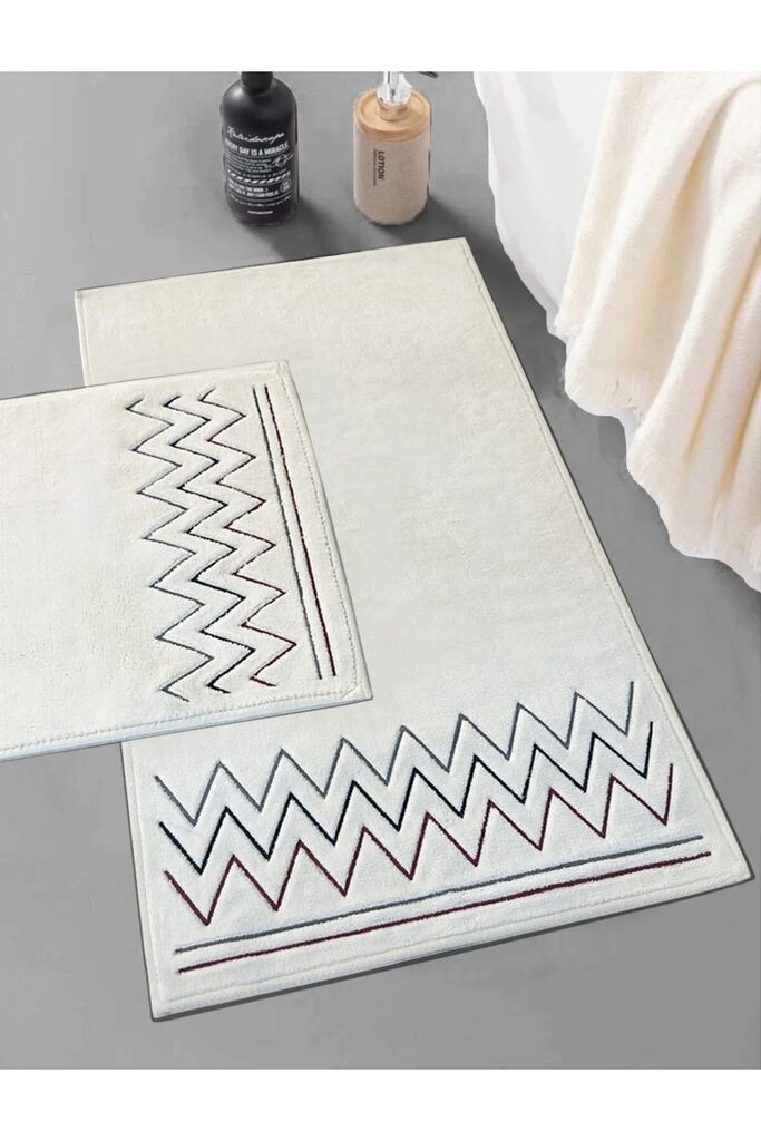 L'essentiel Maison Zigzag set prostirki za kupatilo, 2 dijela, crvena