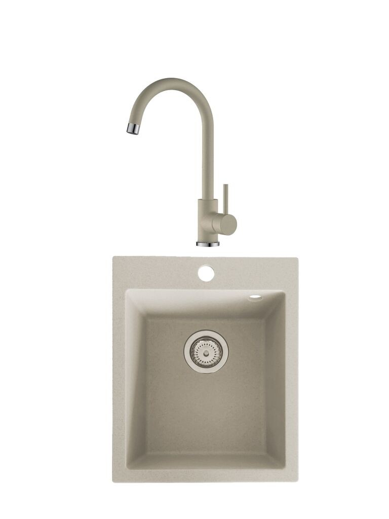 Valterra Granitna sudopera sa lučnom slavinom VTR404, 420 x 500 mm, Bež