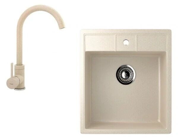Valterra Granitna sudopera V406 sa lučnom slavinom, 450 x 500 mm, Bež