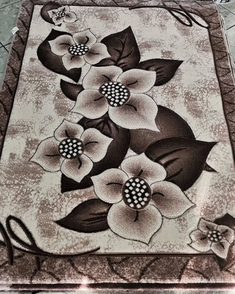 Merinos Končani tepih Cvjetni uzorak, 120x170 cm, Sivi