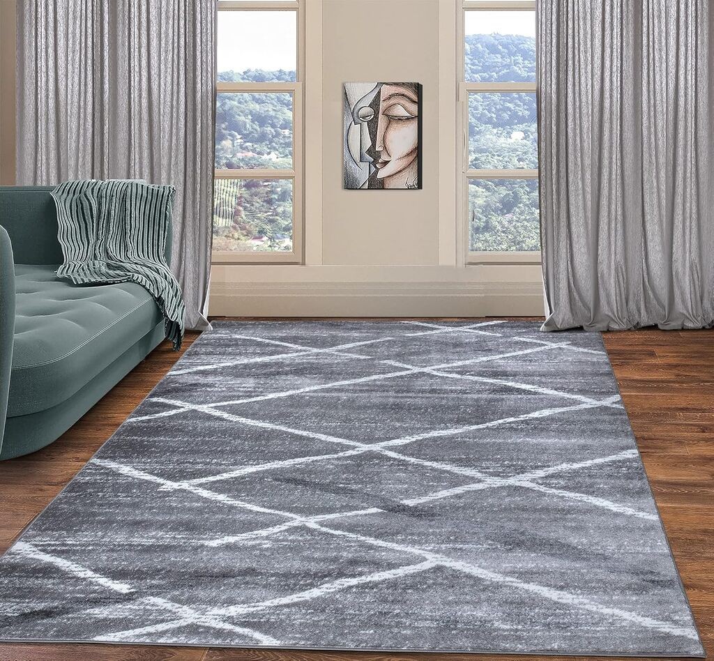 Merinos Končani tepih Apstraktne linije, 200x290 cm, Sivi