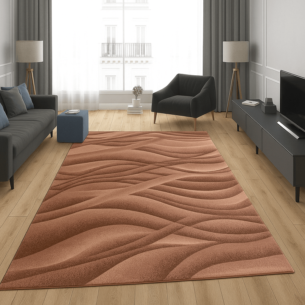 Merinos Končani tepih Talasasti uzorak, 160x220 cm, Smeđi