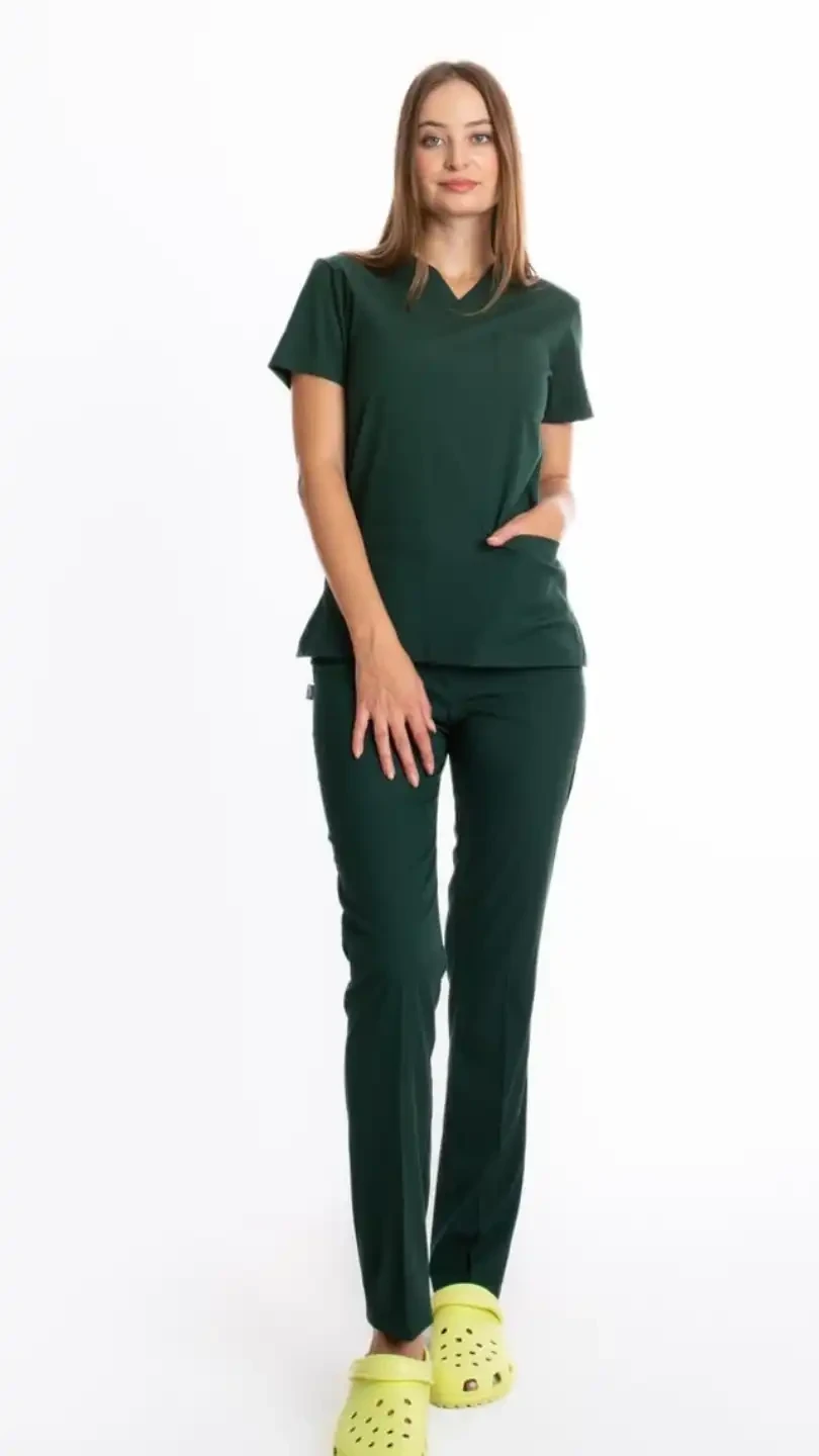 Medical House Ženske pantalone Fine-flex, Tamnozelene