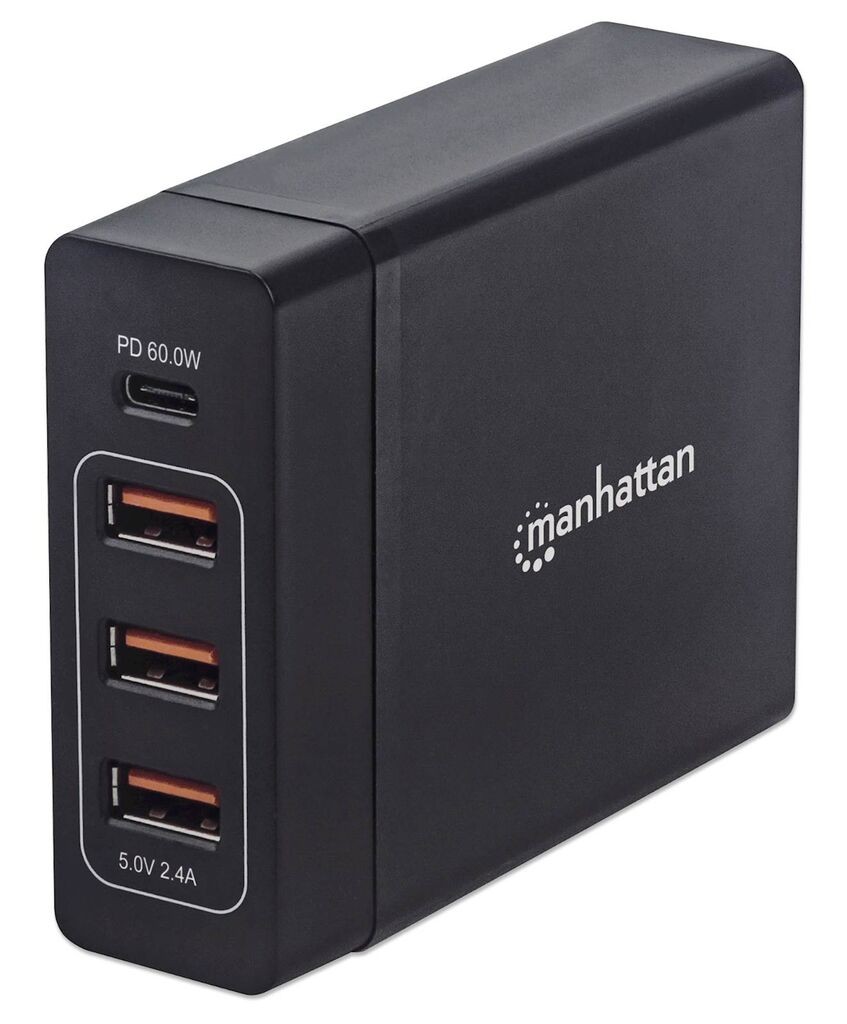 Manhattan Docking stanica, 3xUSB A, 1xUSB C, 72W, Crna