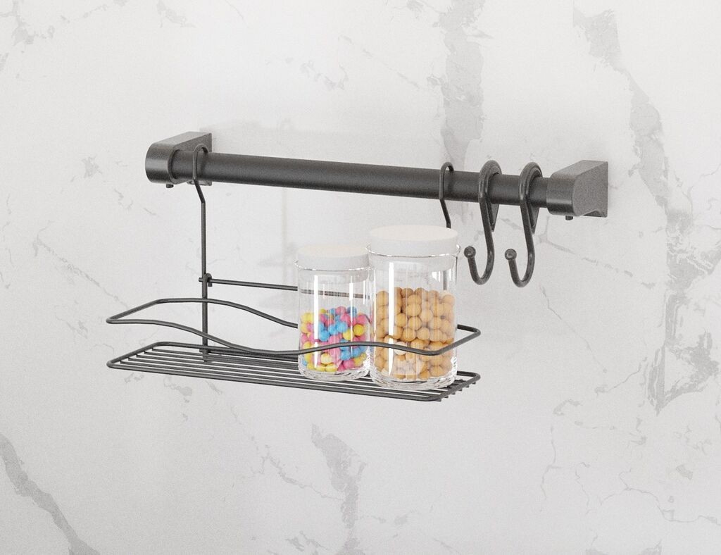 Hermia Organizator za kuhinju, 100% metal, 41 x 18 x 25 cm, debljina 2,5-5 mm, crni